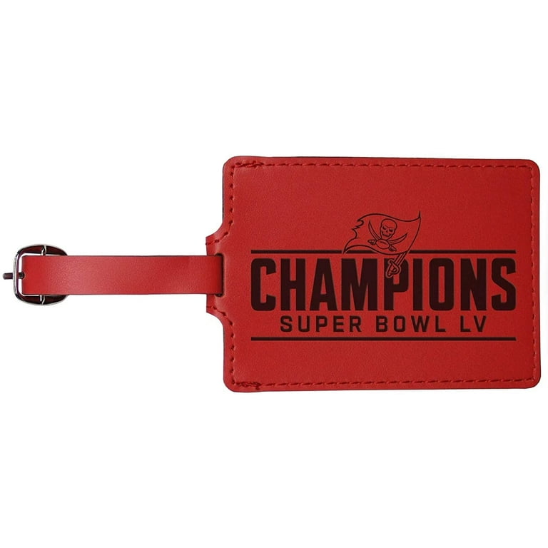 Buccaneers LV Champions Leather Laser Engraved Luggage Tag Bag  Identification Team Color Football 