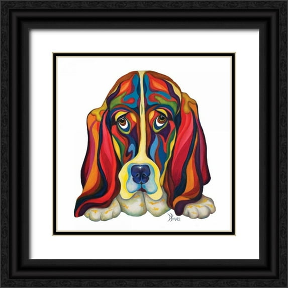 Bucci, Debra 20x20 Black Ornate Wood Framed with Double Matting Museum Art Print Titled - Basset Hound