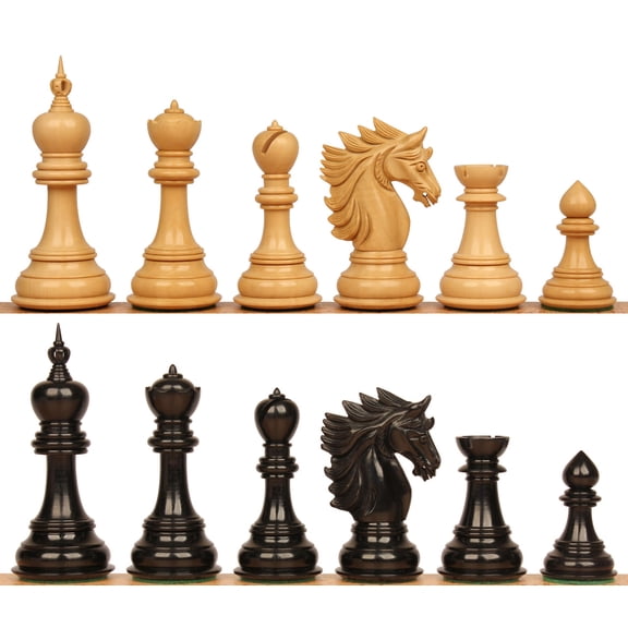 Bucephalus Staunton Chess Set with Ebony & Boxwood Pieces - 4.5" King