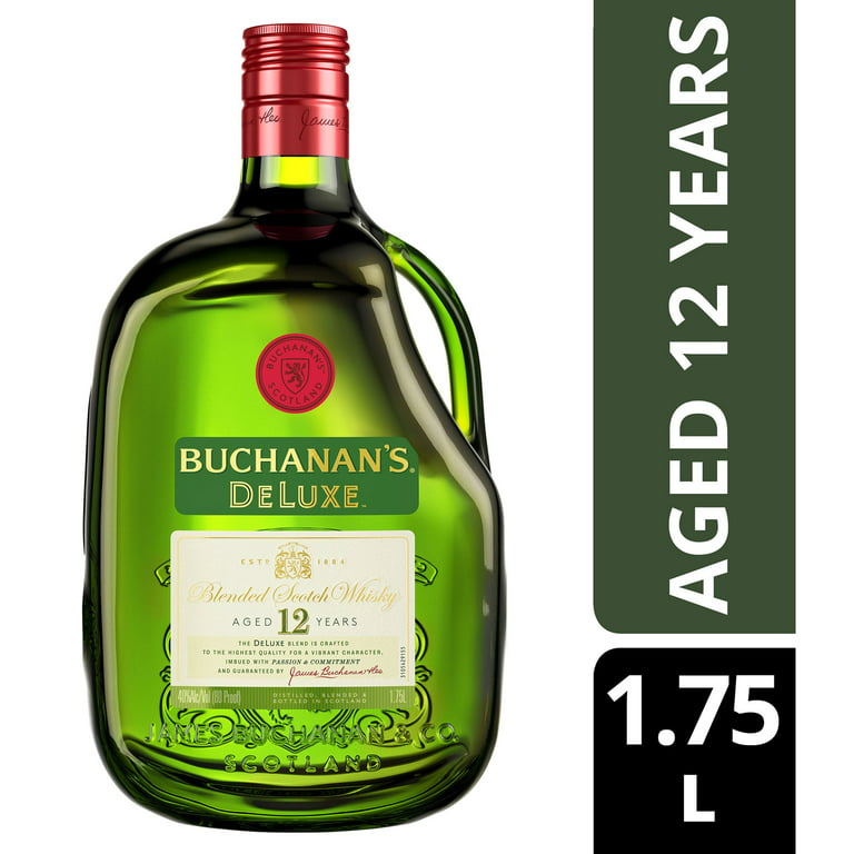 DeLuxe Buchanan\'s Scotch Whisky, L, Years Blended Aged ABV 40% 12 1.75