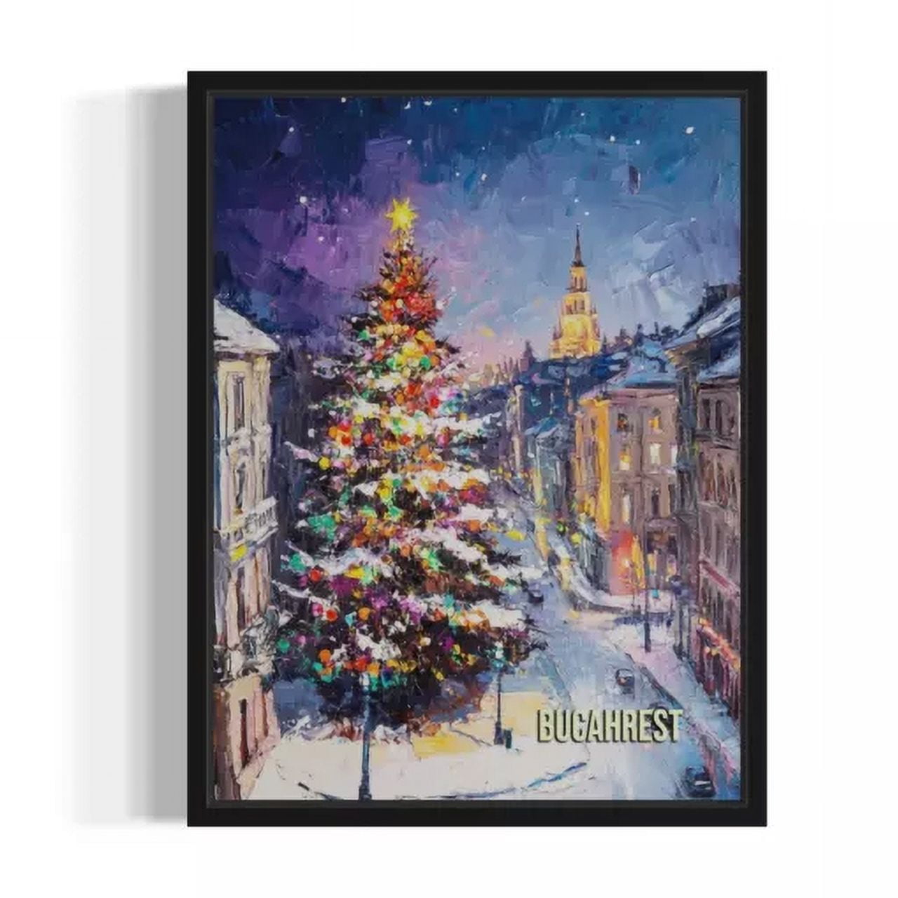 Bucharest Christmas Tree World City Photo Art Print Poster Wall Art