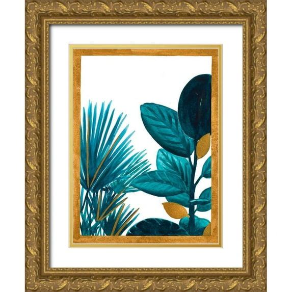 Bucheli, Amaya 11x14 Gold Ornate Wood Framed with Double Matting Museum Art Print Titled - Mystery Teals