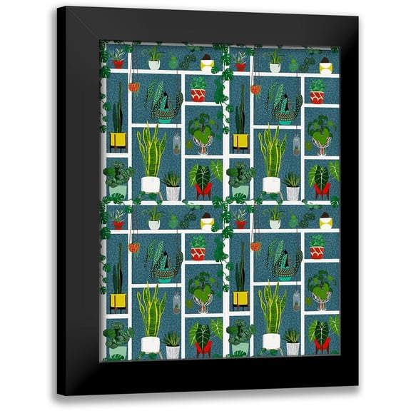 Bucheli, Jen 12x14 Black Modern Framed Museum Art Print Titled - Plant Living Modular Pattern