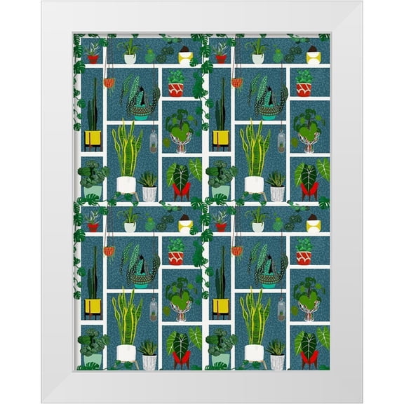 Bucheli, Jen 12x14 White Modern Wood Framed Museum Art Print Titled - Plant Living Modular Pattern