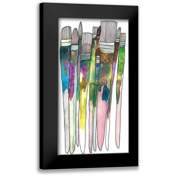Bucheli, Jen 14x24 Black Modern Framed Museum Art Print Titled - Paint Brushes