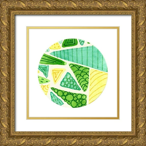 Bucheli, Jen 15x15 Gold Ornate Wood Framed with Double Matting Museum Art Print Titled - Retro Circle II