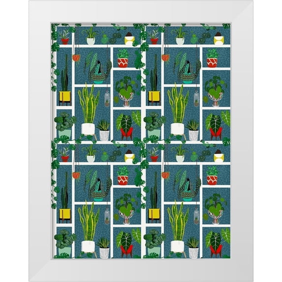 Bucheli, Jen 19x24 White Modern Wood Framed Museum Art Print Titled - Plant Living Modular Pattern