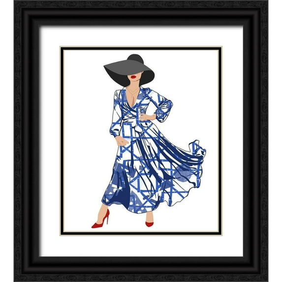Bucheli, Jen 20x23 Black Ornate Wood Framed with Double Matting Museum Art Print Titled - Standing Out In Blue