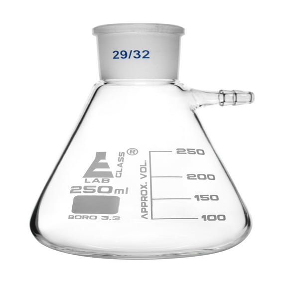 Buchner Filtering Flask, 250ml - 29/32 Socket Size, Interchangeable Joint - Side Arm - Borosilicate 3.3 Glass - Eisco Labs