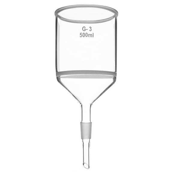 Buchner Funnel, 500ml - Jointed Stem, Cone Size 19/26 - Sintered Disc with G-3 Porosity - Borosilicate Glass - Eisco Labs