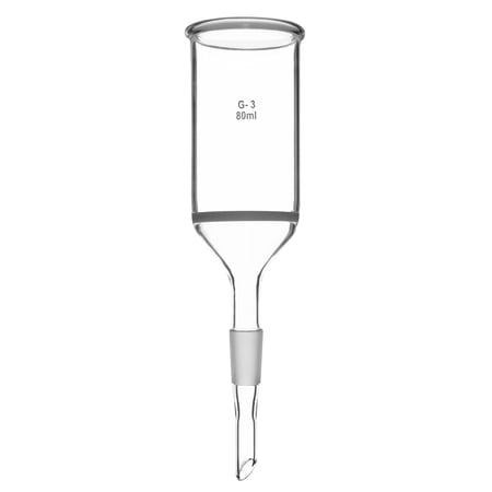 Buchner Funnel, 80ml - Jointed Stem, Cone Size 14/23 - Sintered Disc with G-3 Porosity - Borosilicate Glass - Eisco Labs