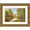 thumbnail image 1 of Buchner, H. 24x17 Gold Ornate Wood Framed with Double Matting Museum Art Print Titled - BIRCHES IN SPRINGTIME, 1 of 4