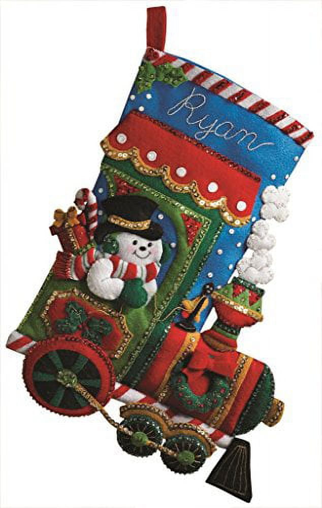 Bucilla 18-Inch Christmas Stocking Felt Applique Kit, 86147 Candy Express