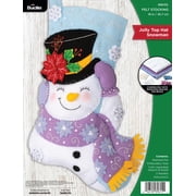 Bucilla 18" Jolly Top Hat Snowman Felt Applique Christmas Stocking Embroidery Kit
