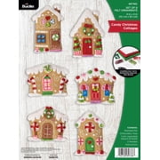 Bucilla 4  x 4  Candy Cottages Felt Applique Christmas Ornament Kit, 6 Pieces