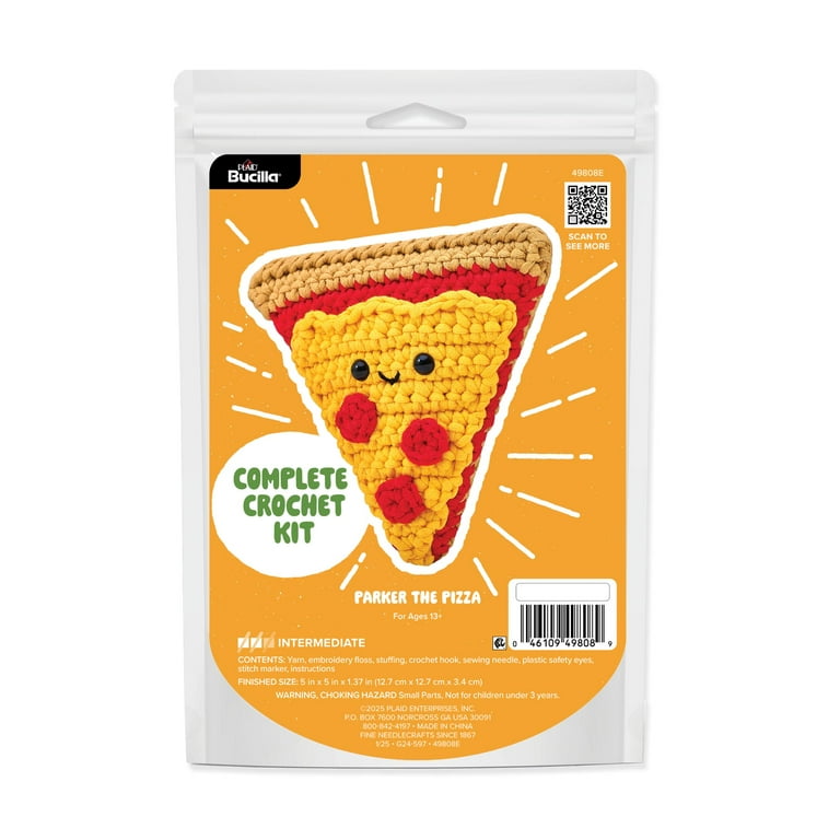 Bucilla Amigurumi Complete Crochet Kit, Parker the Pizza, 5