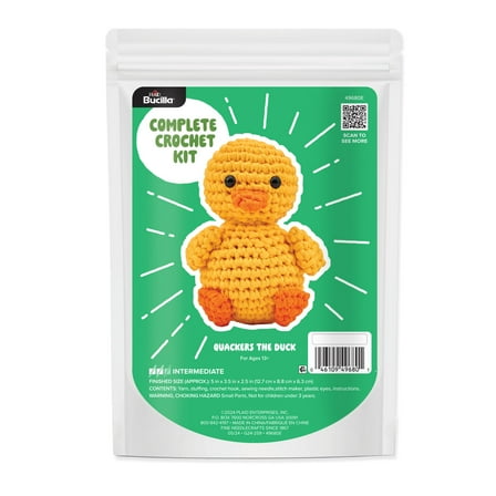 Bucilla Amigurumi Complete Crochet Kit, Quackers The Duck, 5", Intermediate