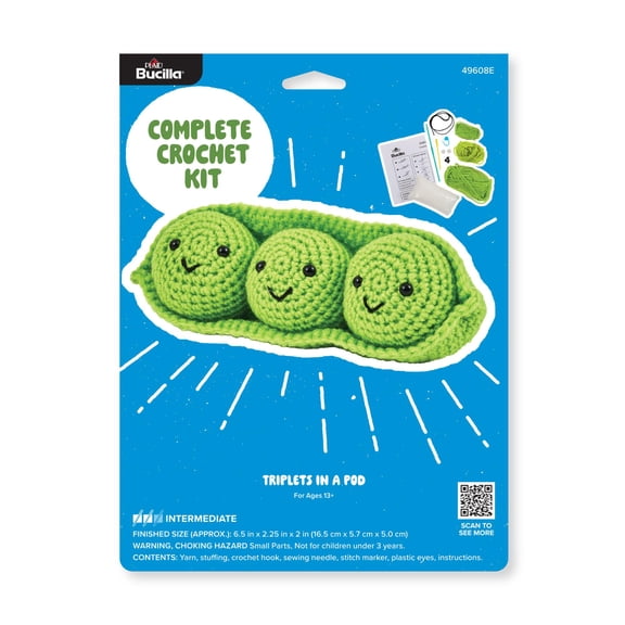 Bucilla Triplets in a Pod Amigurumi Crochet Kit, 5 in
