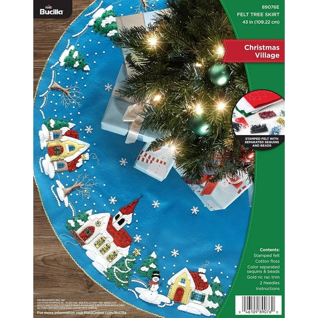 Bucilla Christmas Village Tree Skirt Felt Applique Kit Large