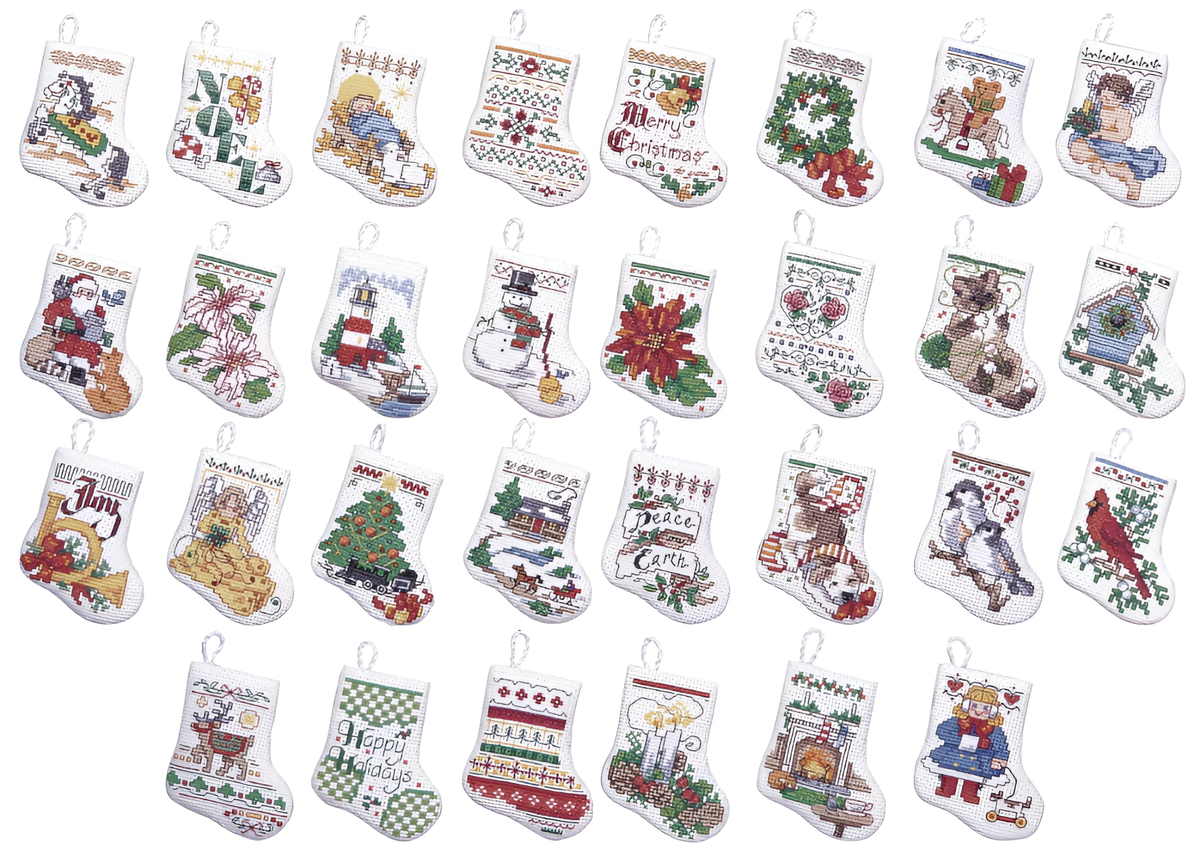 Bucilla Counted Cross Stitch Kit 3.5" 30/Pkg-Tiny Stocking Ornaments (14 Count)