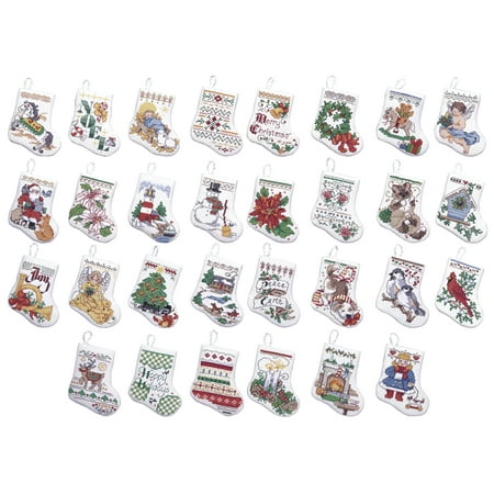 Bucilla Counted Cross Stitch Kit 3.5" 30/Pkg-Tiny Stocking Ornaments (14 Count)