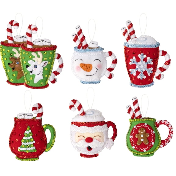 Bucilla Felt Ornaments Applique Kit Set Of 6-Cozy Christmas