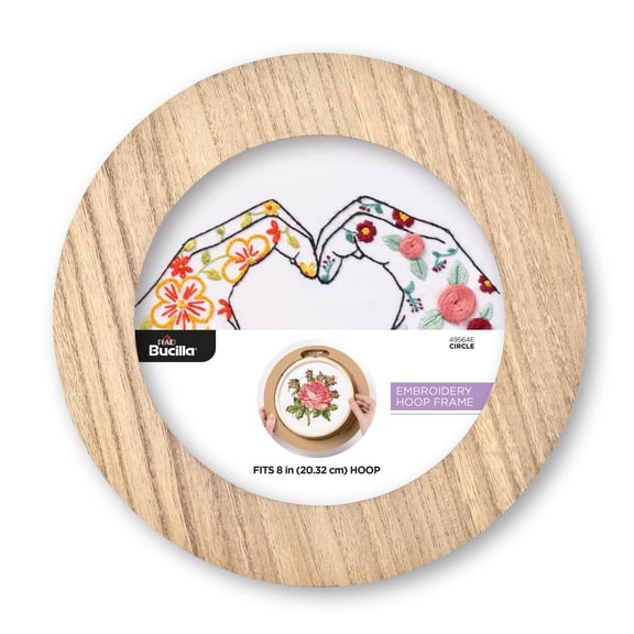 Bucilla 10.5" x 10.5" Wood Embroidery Hoop Display Frame, Fits 8" Hoop