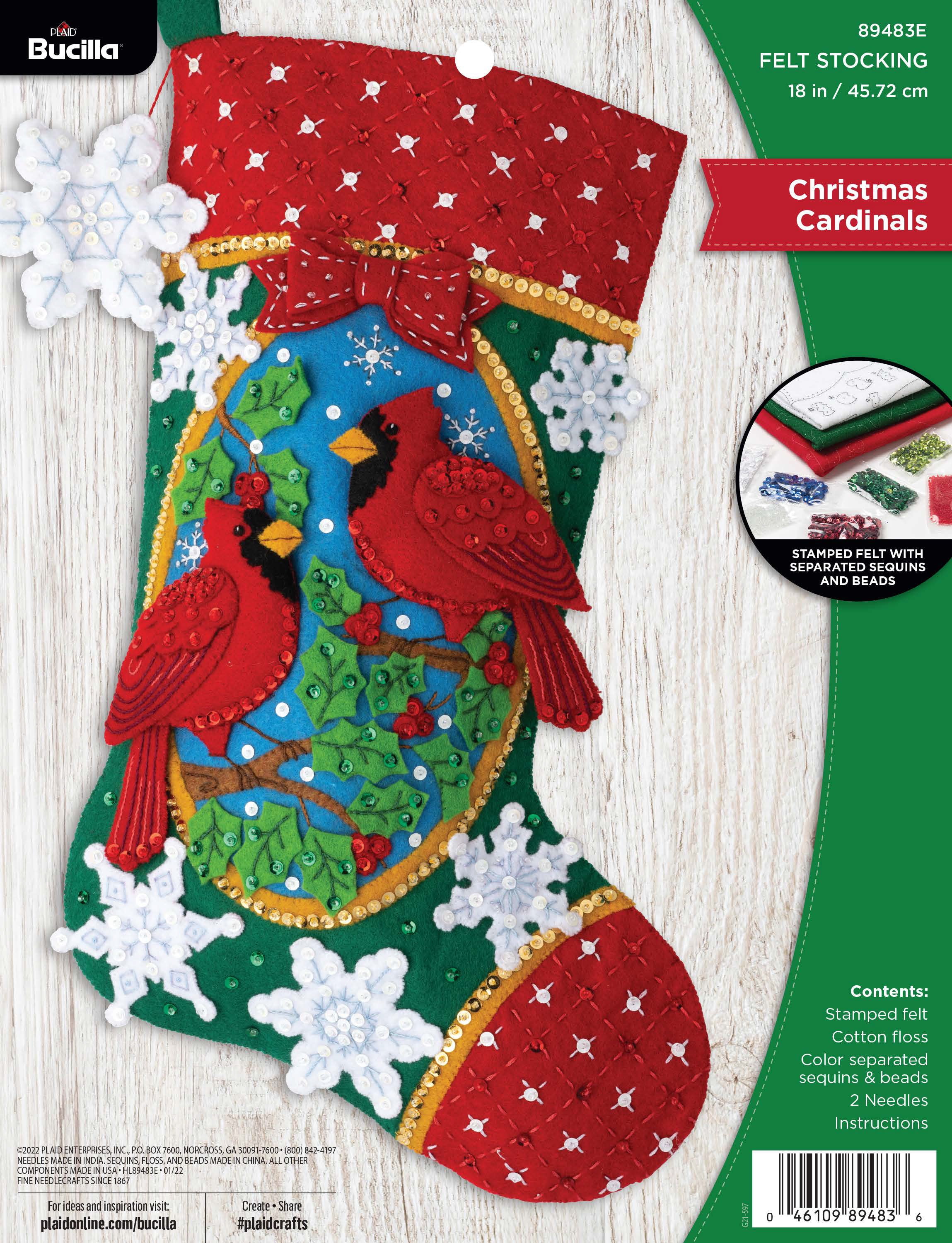 Bucilla Felt Applique DIY Christmas Stocking Kit, Christmas Hugs, 18
