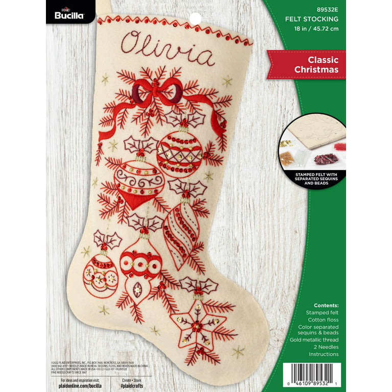 Bucilla® 18 Classic Christmas Felt Stocking Applique Kit