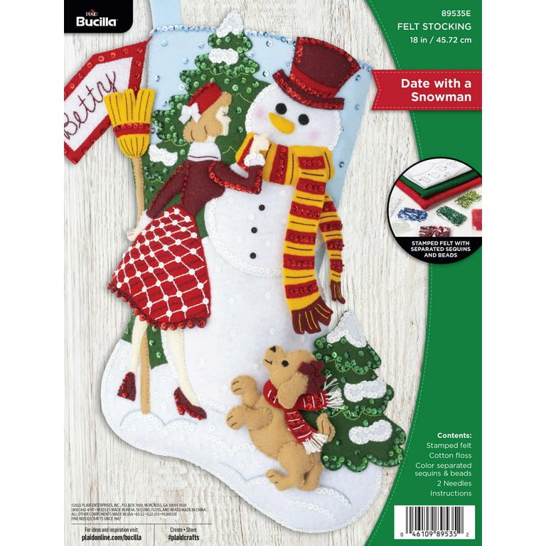 Bucilla Our Family 18 Felt Christmas Stocking Kit 86141 Snowman