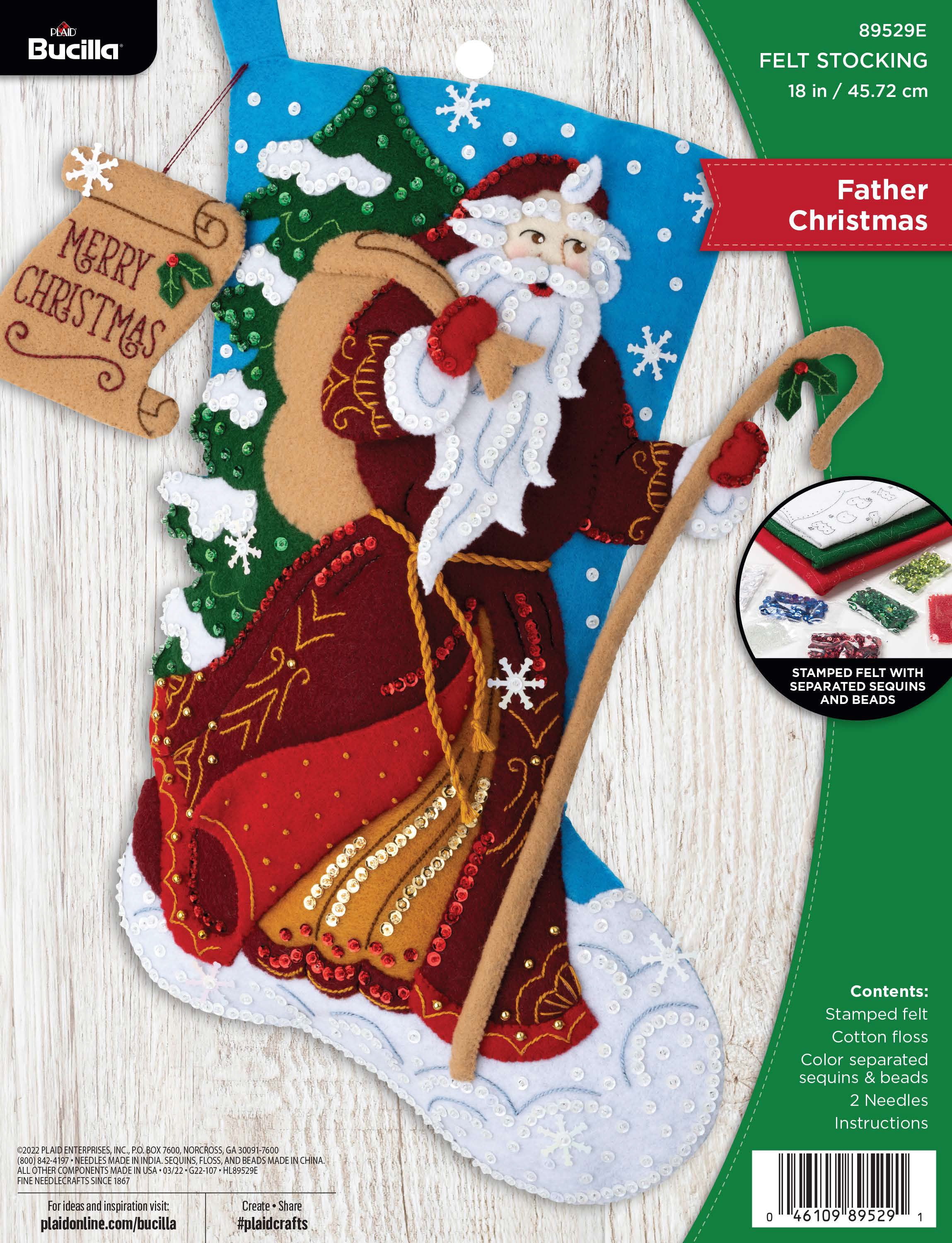  Bucilla 18-Inch Christmas Stocking Felt Applique Kit, 86280  Santa's Secret