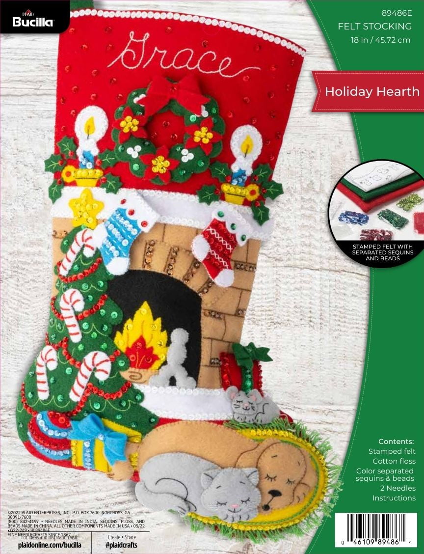 Bucilla Christmas Swing 18 Felt Stocking Kit 86185 Santa, Elf, Discontinued  DIY 