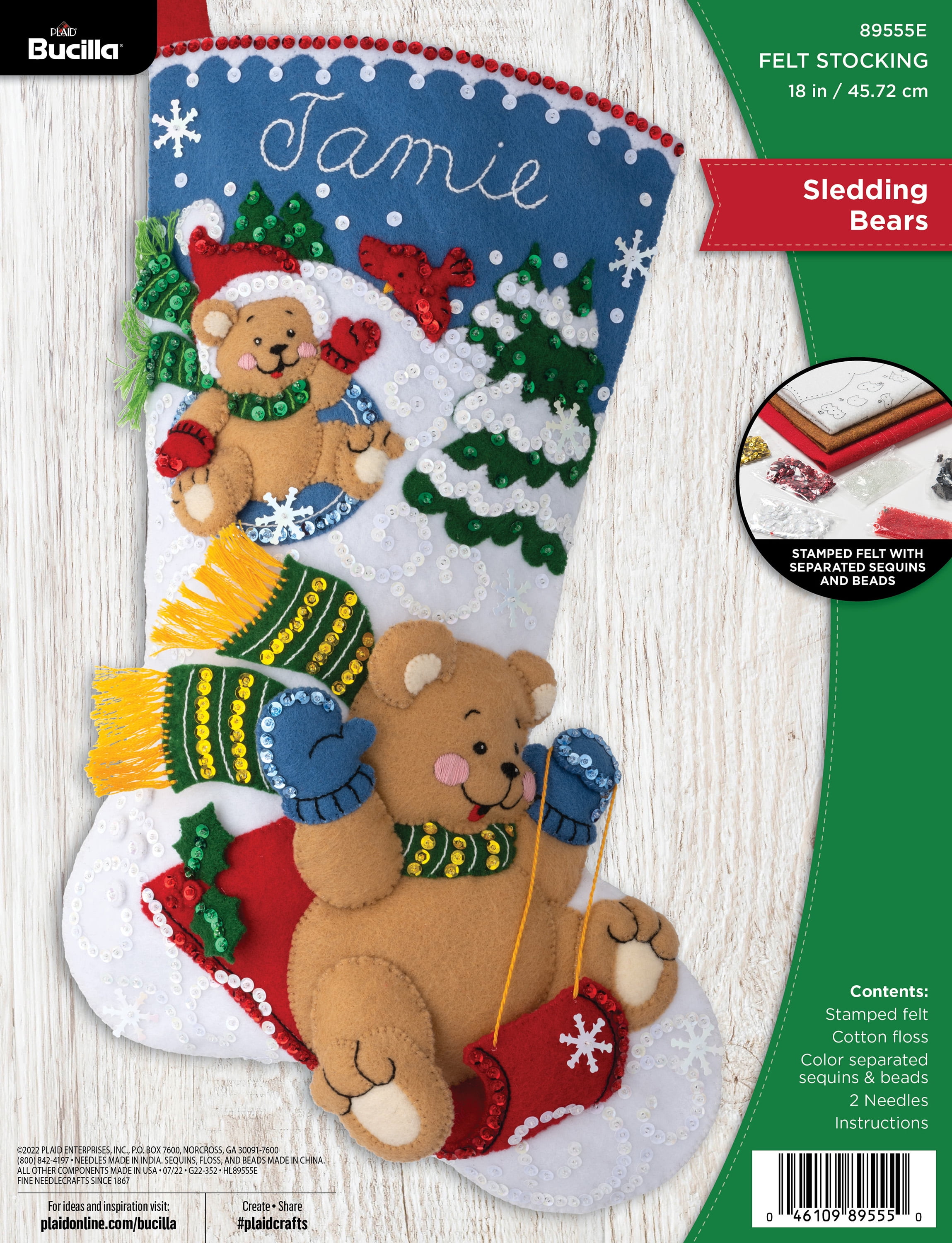 Bucilla Felt Applique 18 Christmas Stocking Kit, Christmas to the Moon 