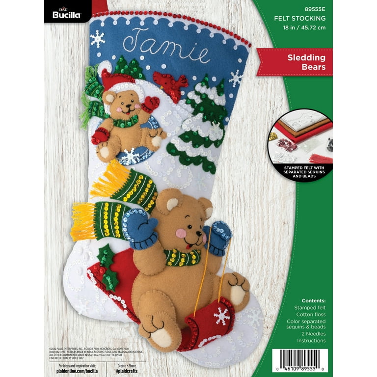 Bucilla Felt Applique Stocking Kit | Sledding Bears