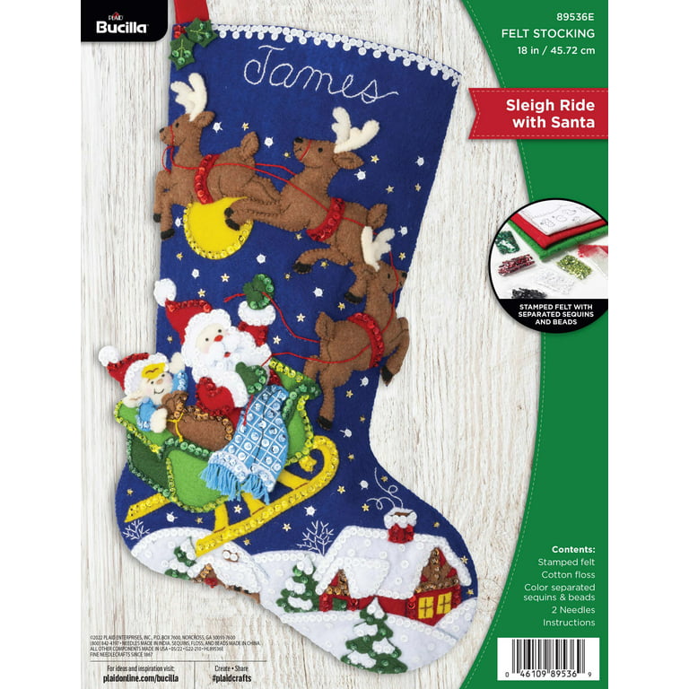 Bucilla Camper Santa w/Lights Felt Applique Stocking Kit