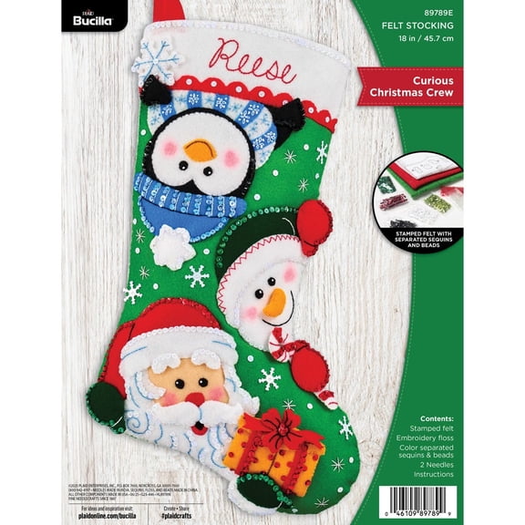 Bucilla Curious Christmas Crew 18 in Felt Applique Stocking Kit