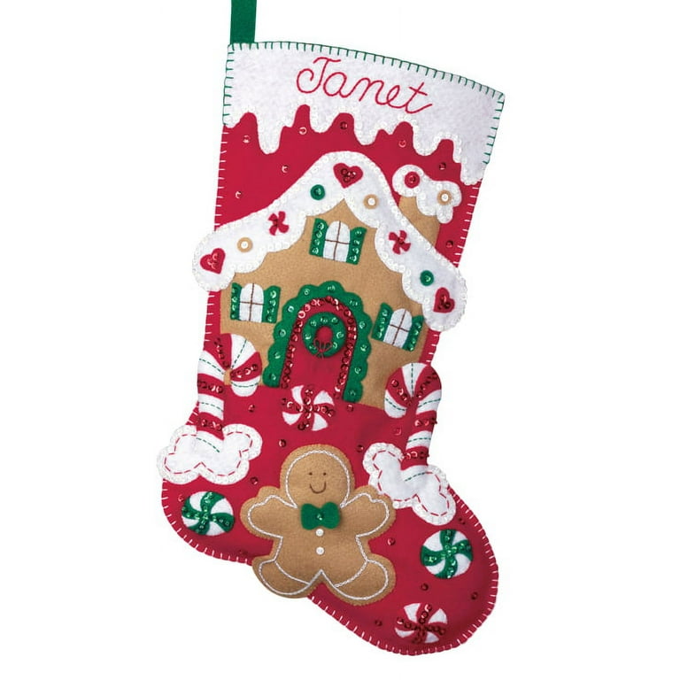 Bucilla Felt Applique Christmas Stocking Kit: Gingerbread House