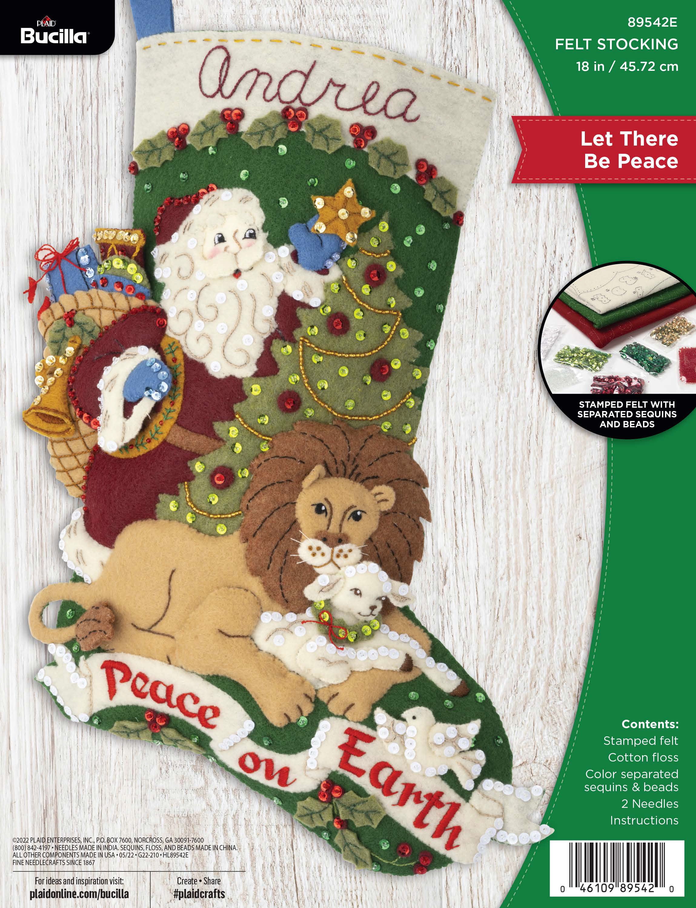 Bucilla Felt Applique 18 Christmas Stocking Kit, Jolly Pups and Santa