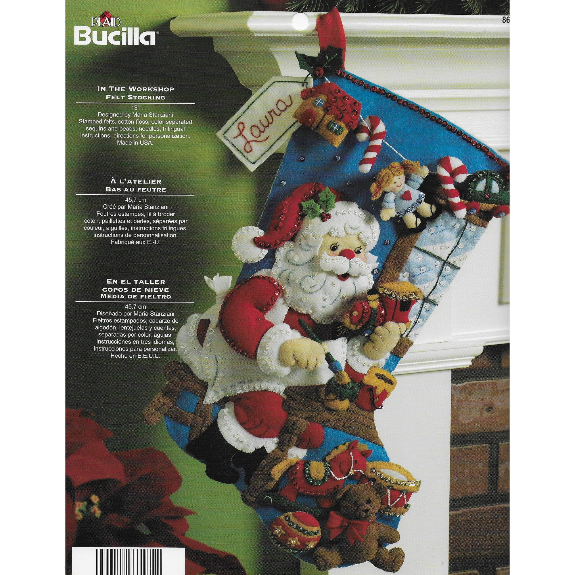Bucilla Felt Stocking Applique Kit 18 Long-santa Is Here W/lights : Target