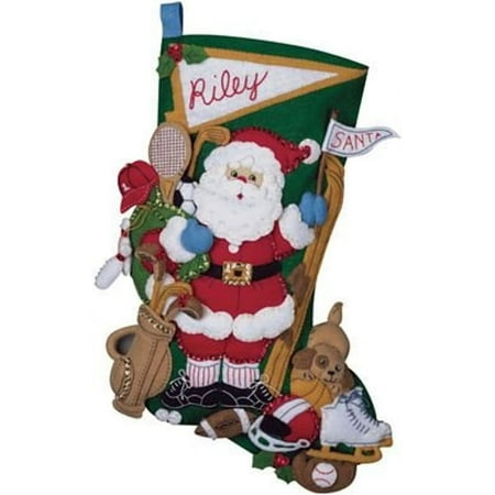 Bucilla Felt Applique Christmas Stocking Kit: Sports Santa Claus