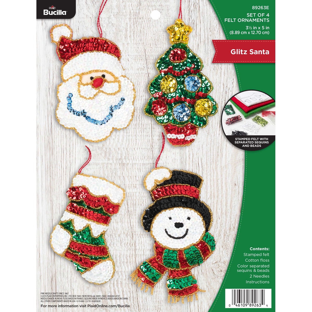 Bucilla Felt Applique DIY Christmas Stocking Kit, Christmas Llama, 18 