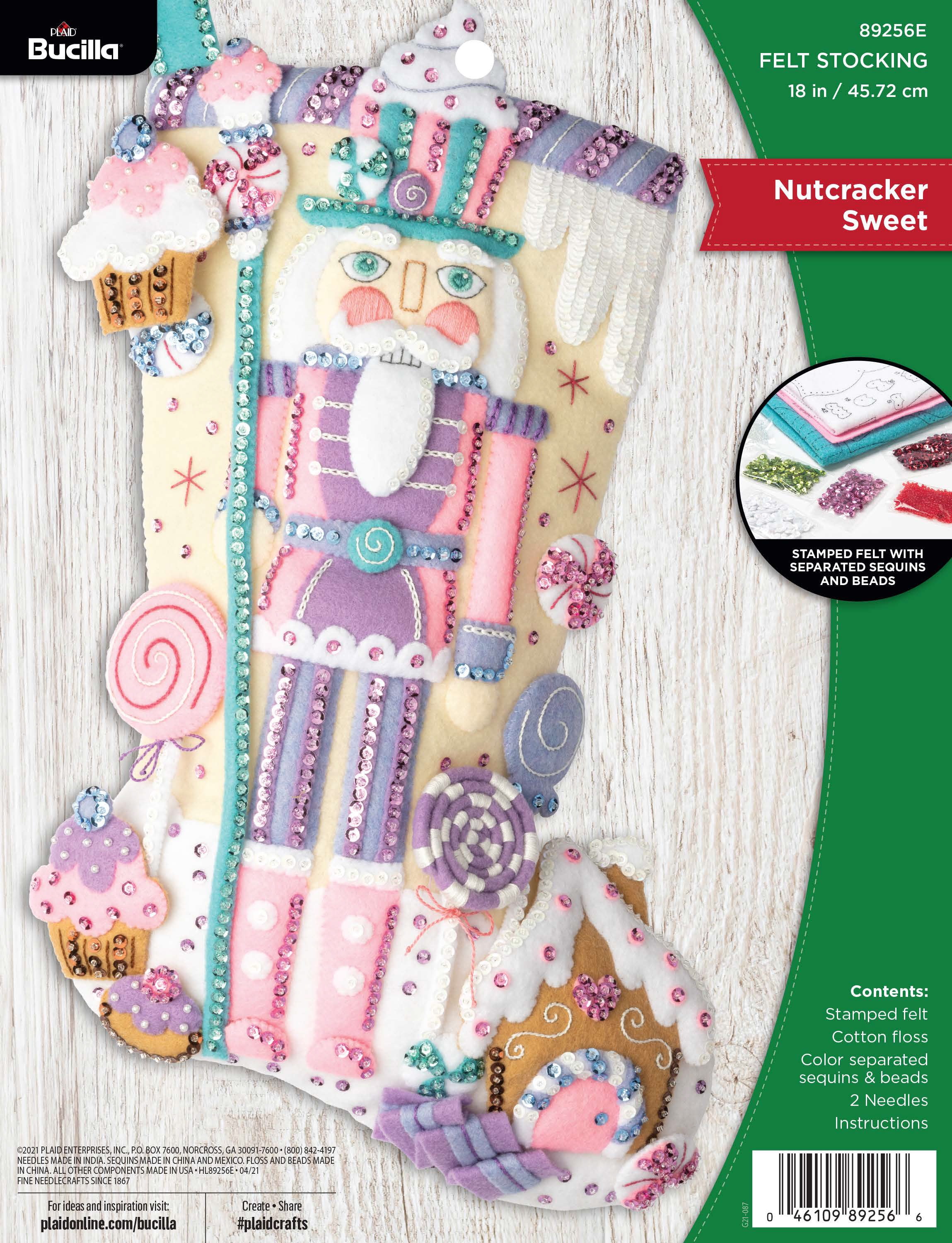 Bucilla Felt Applique DIY Holiday Stocking Kit, Nutcracker Sweet, 18"