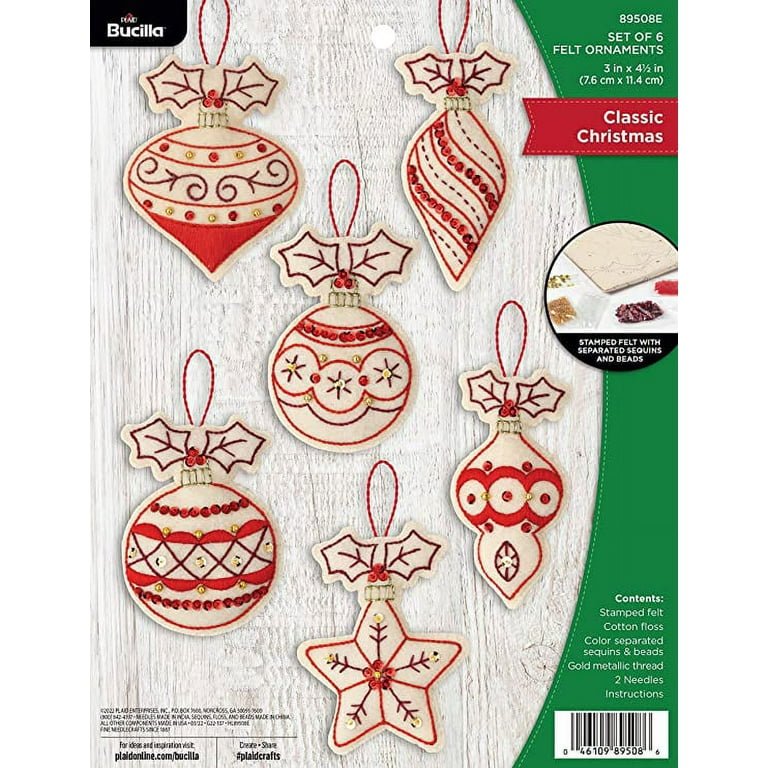 Bucilla Felt Ornaments Applique Kit Set Of 6 - Christmas Dogs - 20203115