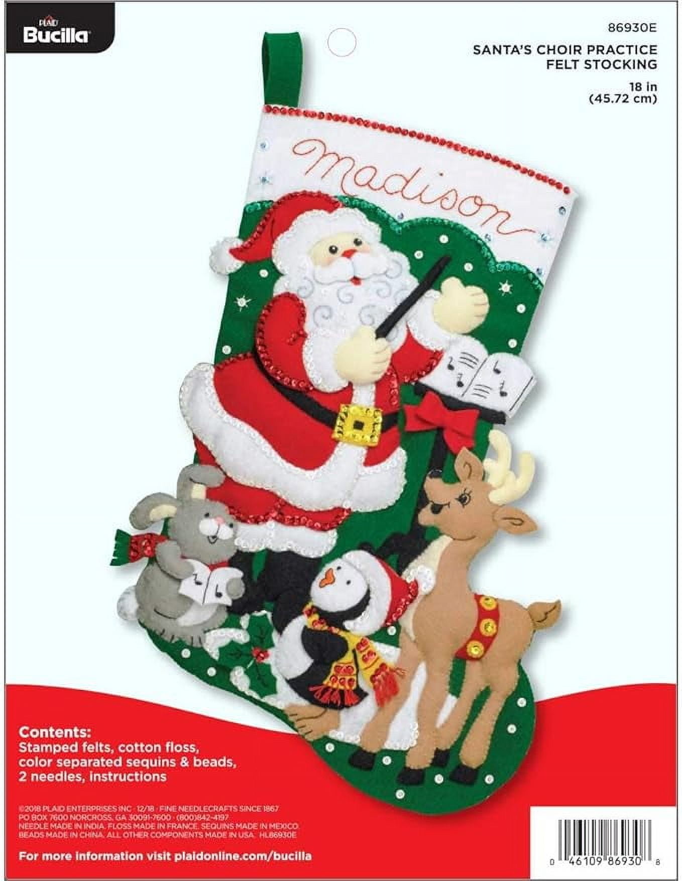 Santa's Choir Practice Felt Stocking Embroidery Kit, 18"