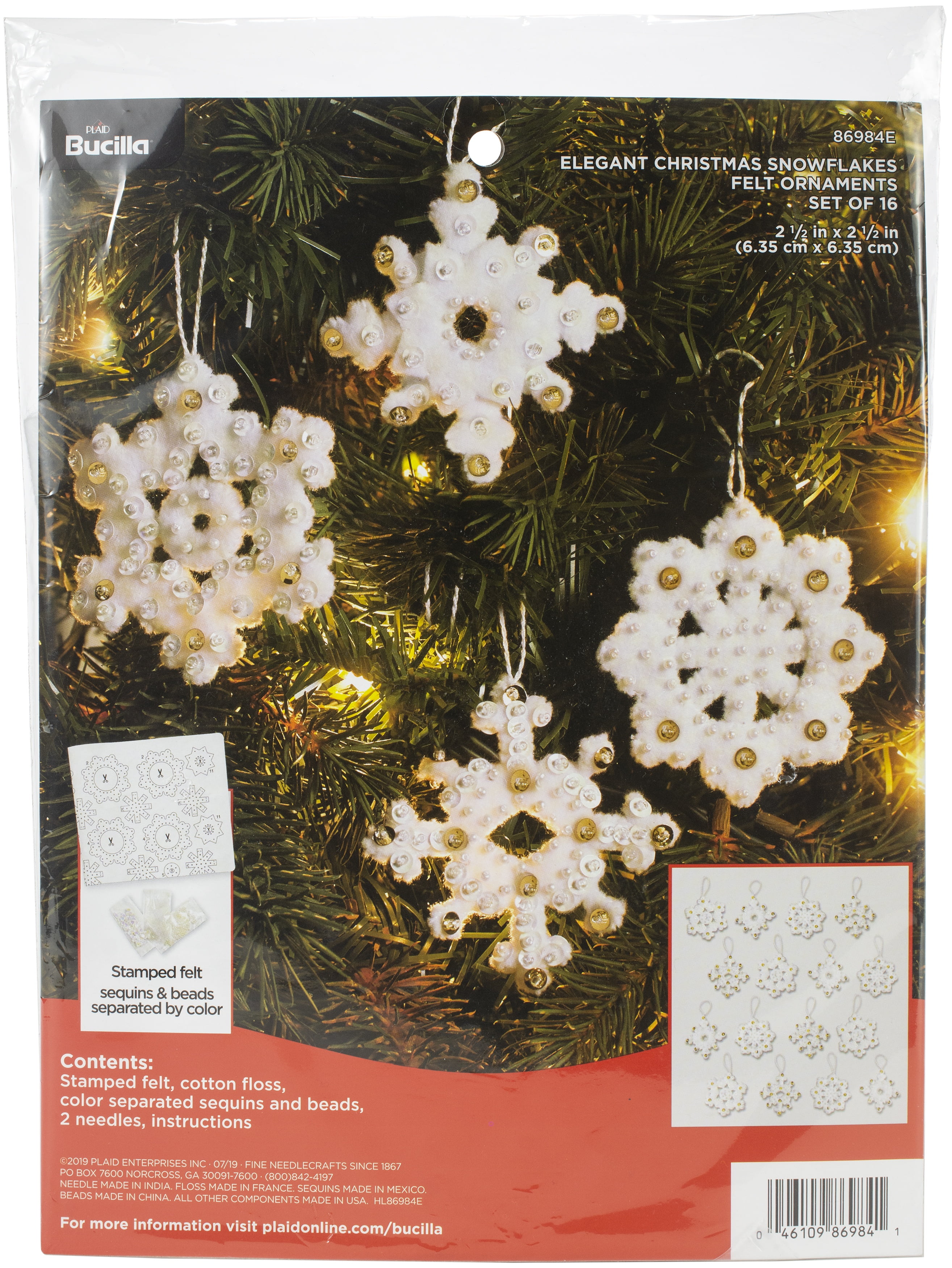 Bucilla Felt Ornaments Applique Kit Set of 6 - Holiday Favorites