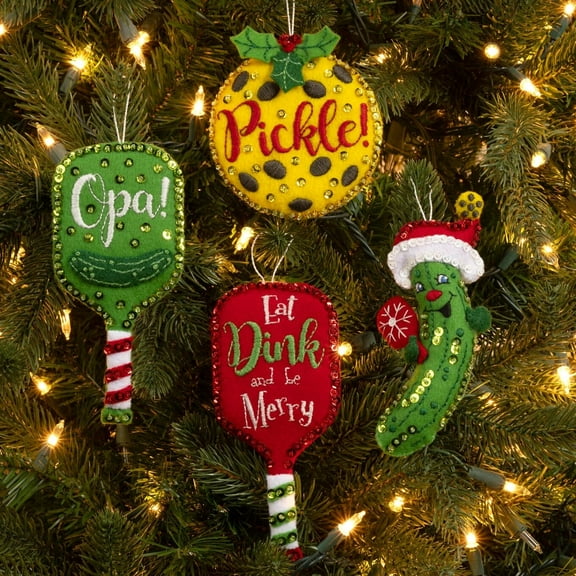 Bucilla Felt Ornaments Applique Kit Set Of 4-Merry Pickleball