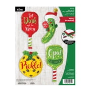 Bucilla 3.25" x 5.75" Merry Pickleball Felt Applique Christmas Ornament Kit, 4 Pieces