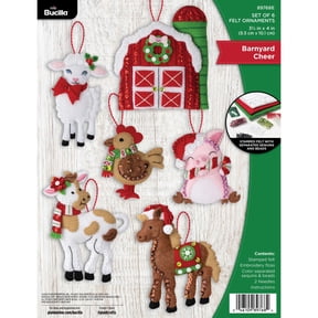 Bucilla Santa's Barnyard Cheer 6 Count Felt Applique Ornament Kit, 3.75 x 4 in