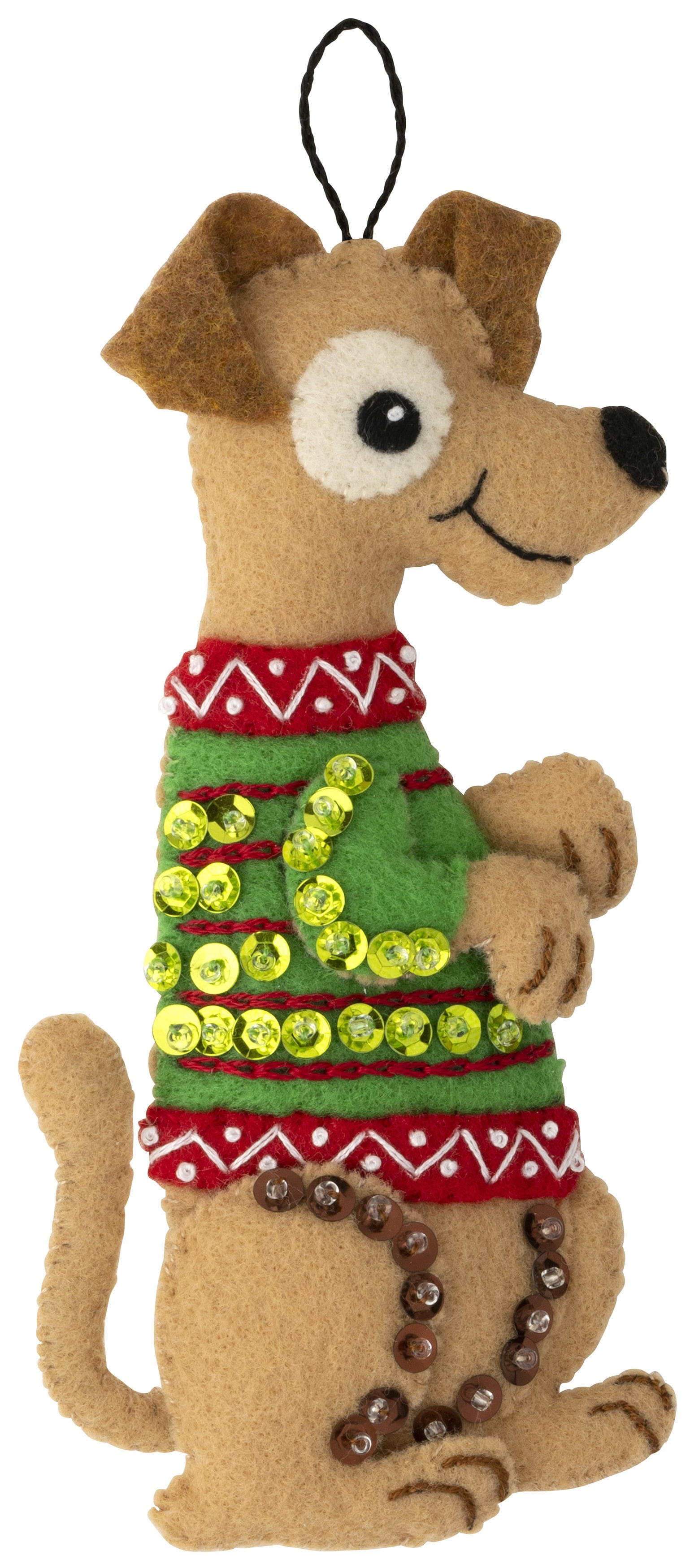Bucilla Kit Feltro Cani Con Maglione - Set Di 6 Decorazioni Applique Per Creare Addobbi Natalizi Fai Da Te - Foto 7