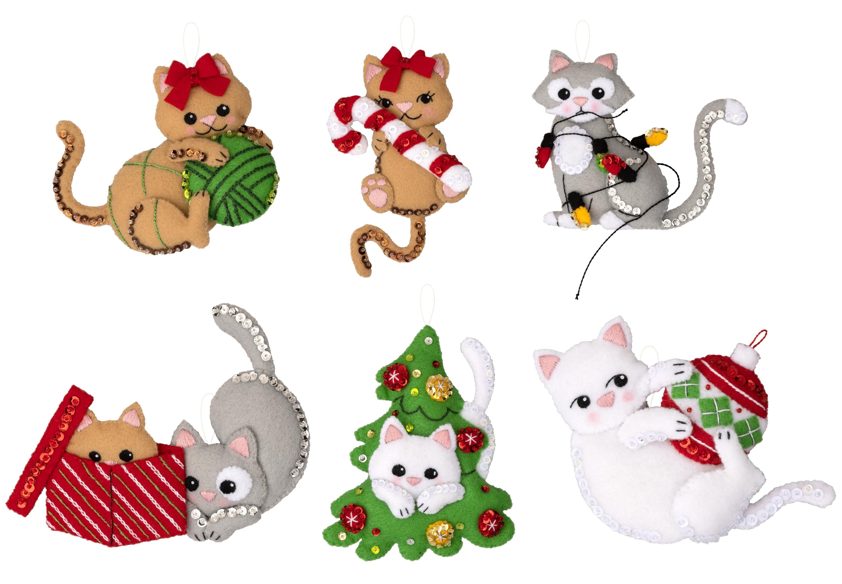 Bucilla Felt Ornaments Applique Kit Set Of 6Frisky Kitties